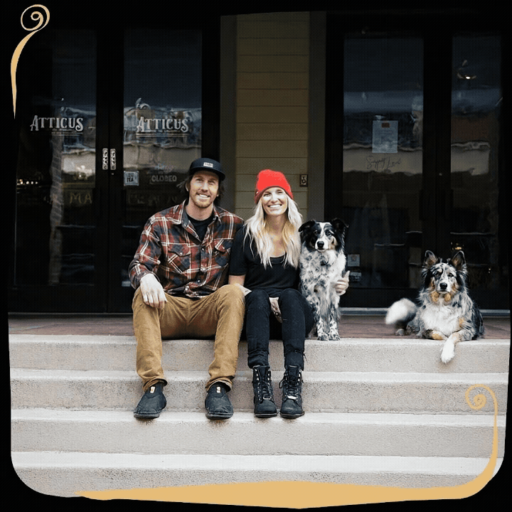 GIF animation of owners Erica and Randy Winzeler with their dogs